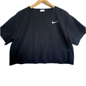 Nike Sportswear Women's Ribbed Jersey Short-Sleeve Top Small Black Athleisure